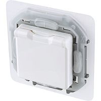 Розетка с заземлением без рамки Legrand Inspiria 1-м. крышка шторки IP44 белый картинка